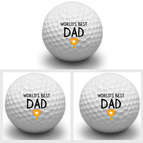 Second Ave Gift Company - Second Ave Pack of 3 Golf Balls World's Best Dad Golfer Gift