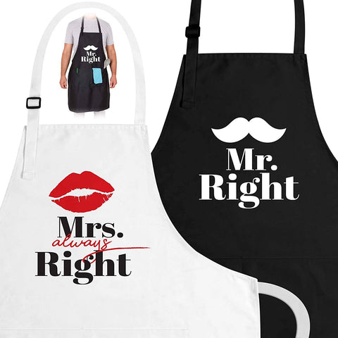 Zulay Kitchen - Funny Aprons for Women, Men & Couples with Pockets - 2 Pack