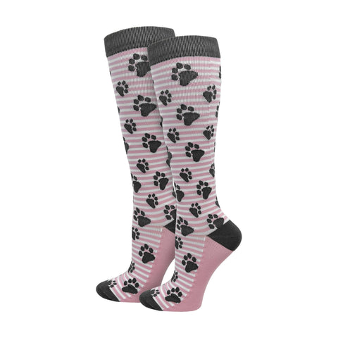 Think Medical Wholesale - Pink Paws Fashion Compression Knee High Socks   : Reg
