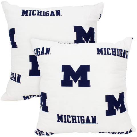 Everything Comfy - Michigan Wolverines Decorative Pillow: White / Pair