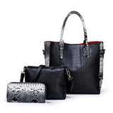 YOUZEY - Crossbody Tote Python Print 3 Piece Set: Red