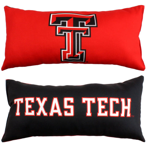 Everything Comfy - Texas Tech Red Raiders 2 Sided Bolster Travel Pillow, 16" x 6", Made in the USA