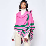PinktownUSA - Pink Green Shoulder Ruana