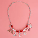 PinktownUSA - Red White Pearl Delta Necklace: Red and White / Pearl / 17 + 3 inches
