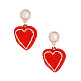 PinktownUSA - Red Rubber Coated Heart Earrings: Gold / Color / 1.45 inches