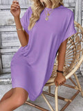 Suhkasana - Relaxed Fit Cotton Short Sleeve Pocket Dress for Summer: Size: XL