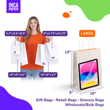 INCA PAPER - (10 pc) 10" x 5" x 13" Kraft Paper Bags