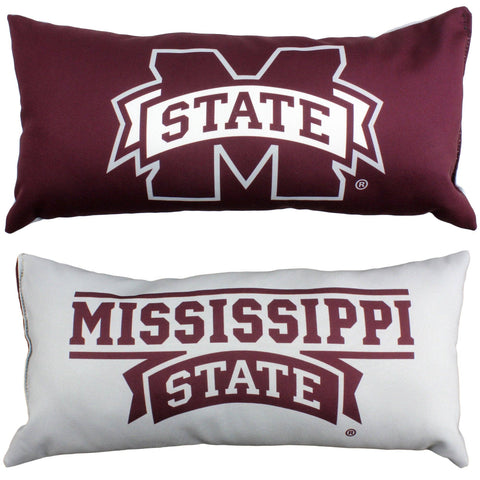 Everything Comfy - Mississippi State Bulldogs 2 Sided Bolster Travel Pillow, 16" x 6", Made in the USA
