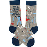 Primitives by Kathy - I'm A Nurse What's Your Super Power Socks