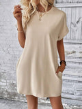 Suhkasana - Relaxed Fit Cotton Short Sleeve Pocket Dress for Summer: Size: XL