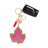 PinktownUSA - Keychain AKA Gold Pink Green Ivy Leaf for Women: Pink and Green / Gold / 6.25 x 2.5 inches