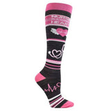 Think Medical Wholesale - Fashion Compression Nursing Heart Sock - Blk