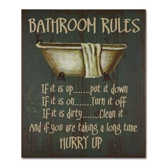 African American Expressions - Bathroom Rules Wall Plaque