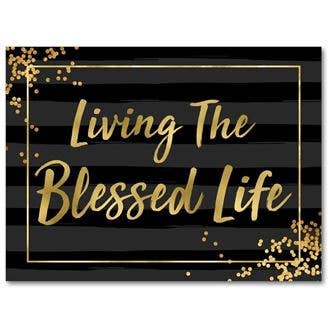 African American Expressions - Blessed Life Gold Foil Wall Plaque