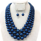 SP Sophia Collection - Multi-Strand Pearl Bead Necklace Earring Set : Fuchsia