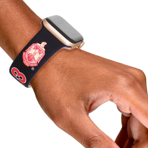 PinktownUSA - DST Sorority Black 1913 Watch Band Strap Women: Black / Rhodium / Adjustable