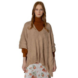 PinktownUSA - Beige Crochet Poncho: Beige / Acrylic / 26 x 35 inches