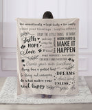 Duke Imports - "Faith/Hope/Love" - Sentimental Sayings Throw Blanket