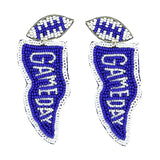 SP Sophia Collection - Game Day Letter Beaded Sequins Flag Post Earrings : Purple White