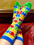 Fabdaz - Colorful Autism Awareness Puzzle Pieces Women's Crew Socks