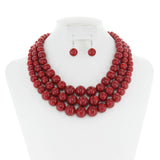 SP Sophia Collection - Multi-Strand Pearl Bead Necklace Earring Set : Green
