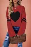 Suhkasana - Pink Heart Contrast Knit Sweater Womens Valentine Pullover: Size: M