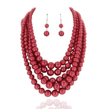 SP Sophia Collection - Chunky 5 Strand Pearl Necklace & Earring Set: Mixed
