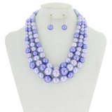 SP Sophia Collection - Multi-Strand Pearl Bead Necklace Earring Set : Green