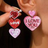 Suhkasana - Valentine Glitter Heart Acrylic Statement Earrings