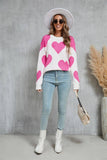 Suhkasana - Valentine Heart Knit Sweater Pink Red Pullover Size: L
