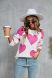 Suhkasana - Valentine Heart Knit Sweater Pink Red Pullover Size: S