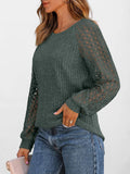 Suhkasana - Ribbed Knit Pullover with Hollow Lace Sleeve Detail: Size: XL