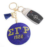 PinktownUSA - Blue Gold Padded Sorority Keychain: Black and Gold / Gold / 7 x 3.10 inches