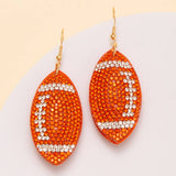 SP Sophia Collection - Two-Tone Rhinestone Pave Football Dangle Earrings: Red