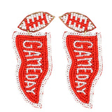 SP Sophia Collection - Game Day Letter Beaded Sequins Flag Post Earrings : Purple White