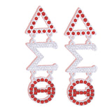 PinktownUSA - DST Dangle Red Clear Rhinestone Earrings: Red / Rhodium / 2.75 x .85 inches