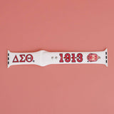 PinktownUSA - DST Sorority White Red 1913 Watch Band Strap Women: Red and White / Rhodium / Adjustable