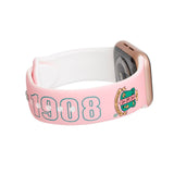 PinktownUSA - AKA Sorority Pink 1908 Watch Band Strap Women: Pink and Green / Rhodium / Adjustable