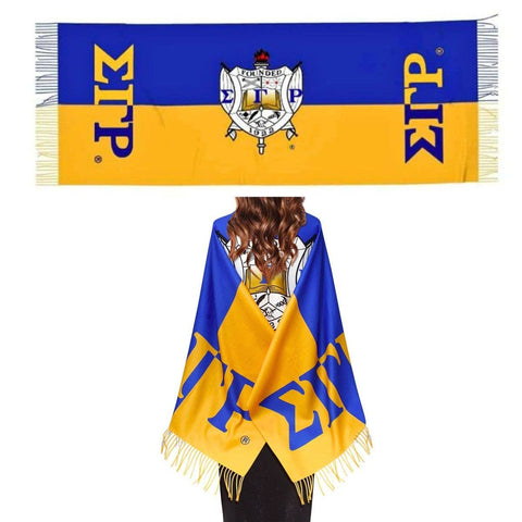 PinktownUSA - SGRHO Sorority Gold Blue Fashion Shawl Scarf: Color: Gold and Blue / Plating: Multi Tone / Size: 74 x 28 inches