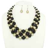 SP Sophia Collection - Multi-Strand Pearl Bead Necklace Earring Set : Fuchsia