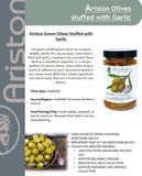 Ariston Specialties - Ariston Green Olives Stuffed Garlic - 12.3 oz/ 250 grams