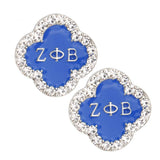 PinktownUSA - Blue Sorority Studs: Blue / Rhodium / 1 x 1 inches