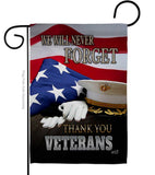 Two Group Flag Co - We will Never Forget Armed Forces Veteran Decor Flag: Garden Flag 13" x 18.5" Only / Double Sided-Thick Fabric