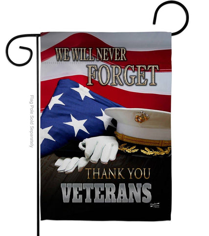 Two Group Flag Co - We will Never Forget Armed Forces Veteran Decor Flag: Garden Flag 13" x 18.5" Only / Double Sided-Thick Fabric