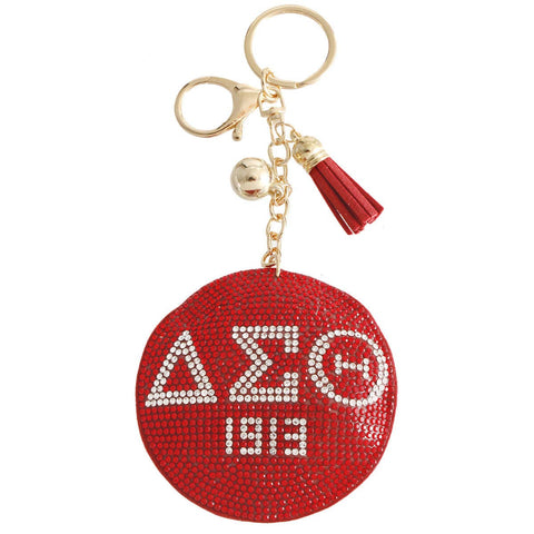 PinktownUSA - Red Padded Sorority Keychain: Red / Gold / 7 x 3.10 inches