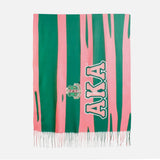 PinktownUSA - AKA Sorority Zebra Stripe Fashion Shawl Scarf: Pink and Green / Multi Tone / 74 x 28 inches