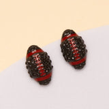 SP Sophia Collection - Gameday Two-Tone Rhinestone Pave Football Stud Earrings: Red