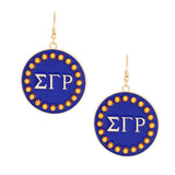 PinktownUSA - SGRHO Sorority Round Blue Fish Hook Earrings: Gold / Gold and Blue / 2.25 x 1.65 inches