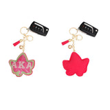 PinktownUSA - AKA Sorority Fuchsia Ivy Padded Keychain: Fuschia / Gold / 7 x 3.5 inches