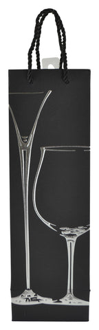 Three Star IM/EX Inc. - 14" WINE BAG, SILVER CHAMPAGNE & WINE GLASS